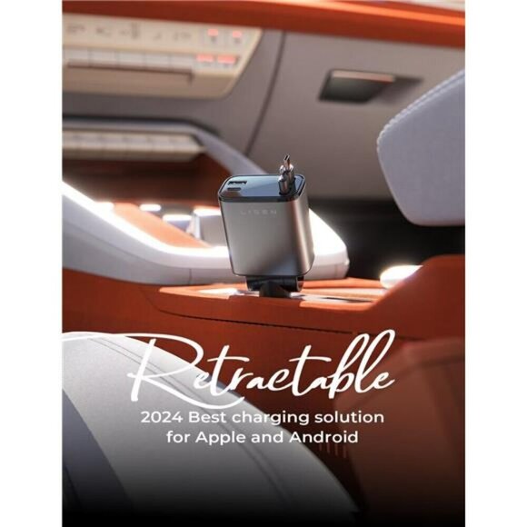 Retractable Car Charger 4 in 1 69W USB C Car Charger Adapter for iPhone Fast Cha - Picture 2 of 7